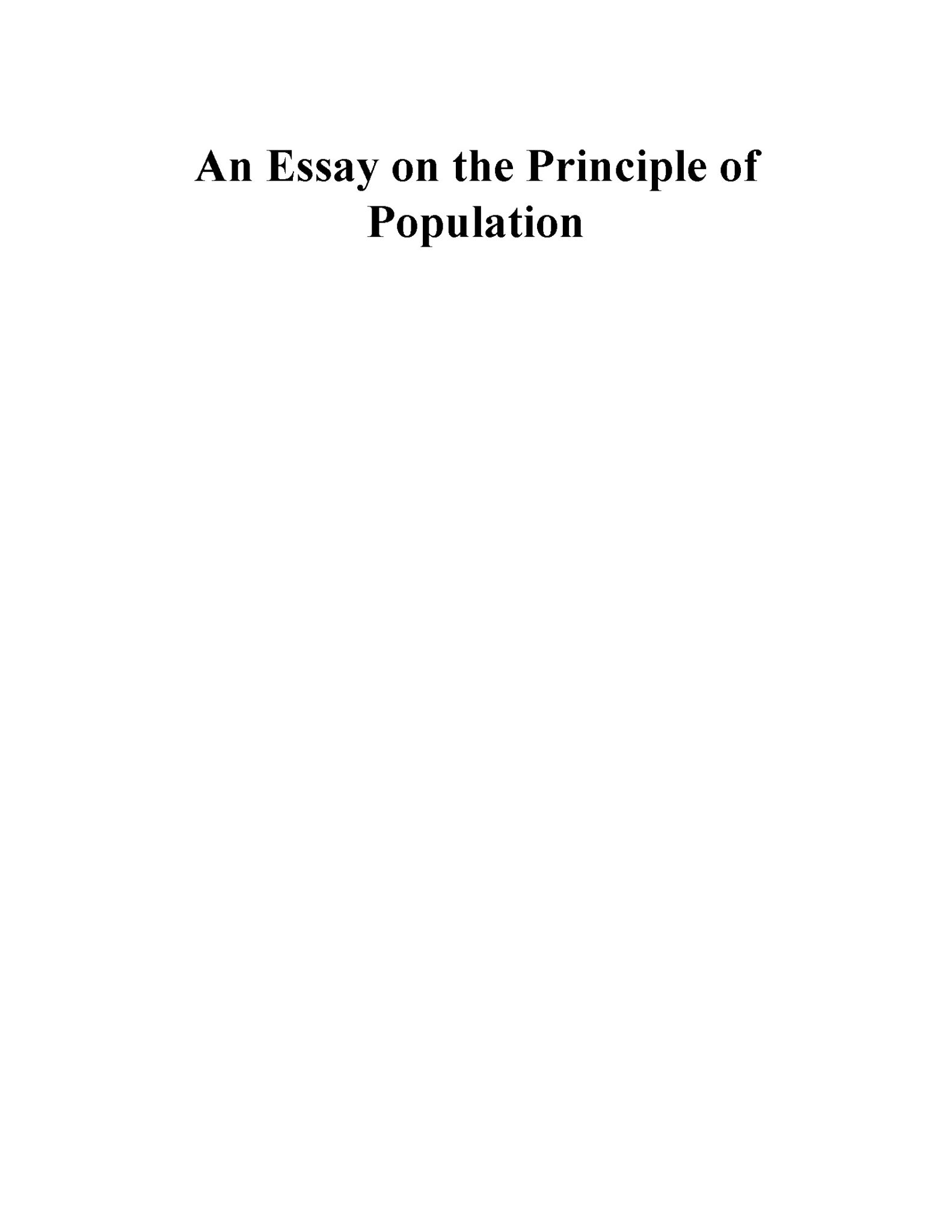 an essay on the principle of population
